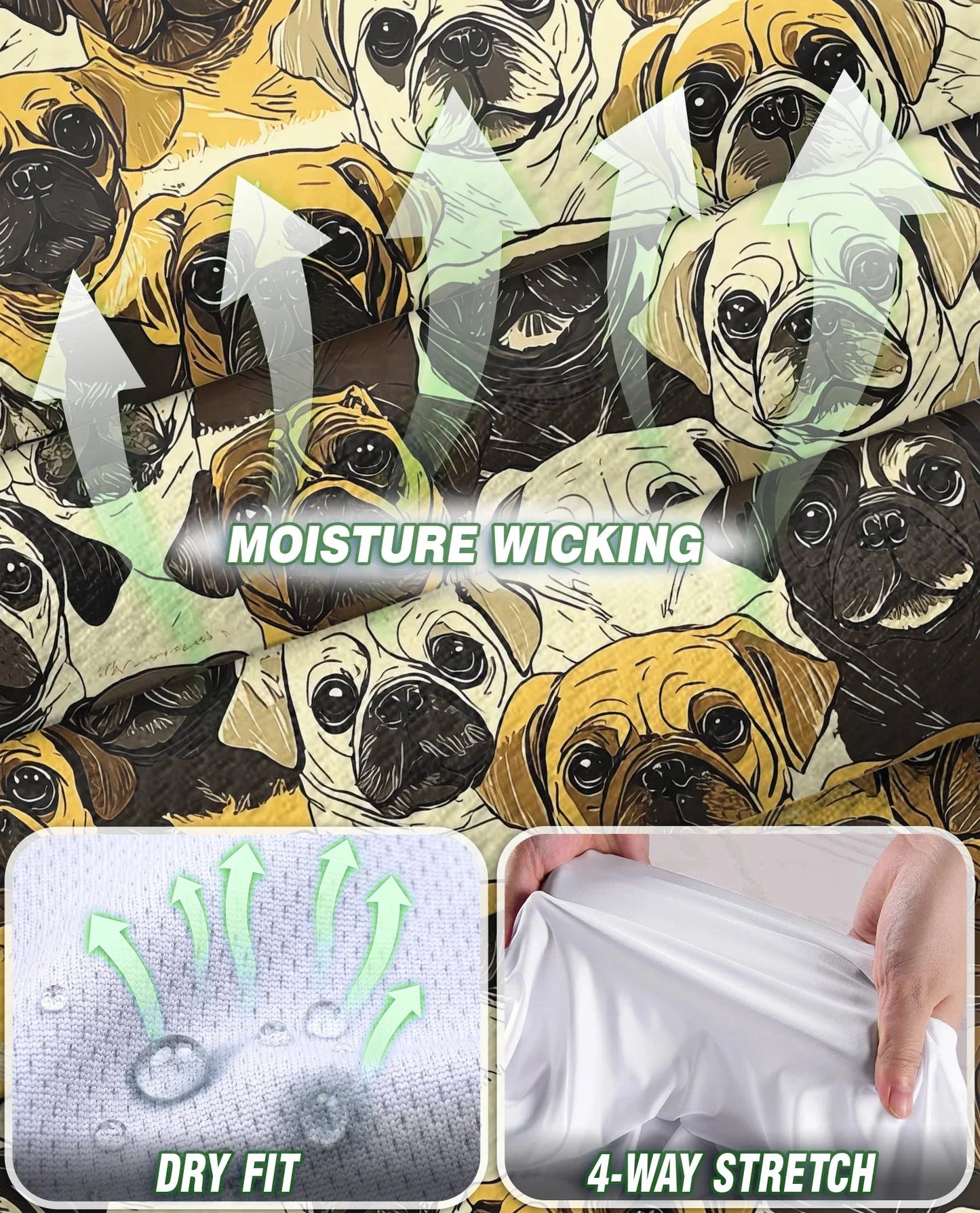 Pug Dog Pattern Sleeveless Polo Shirt for Women
