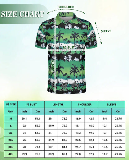 Green Hawaiian Football Polo Shirt, Tropical Style | Azhawaiian