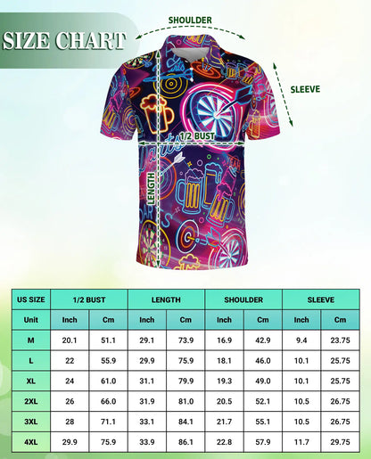Neon Darts Polo Shirt for Men-Beer Lover Dart Player Shirt | Azhawaiian