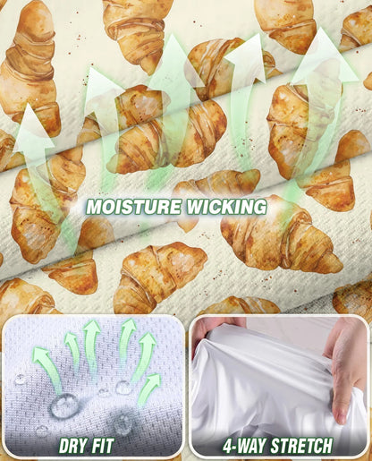 Croissant Pattern Sleeveless Polo Shirt for Women, Cute Bakery Food Style | Azhawaiian