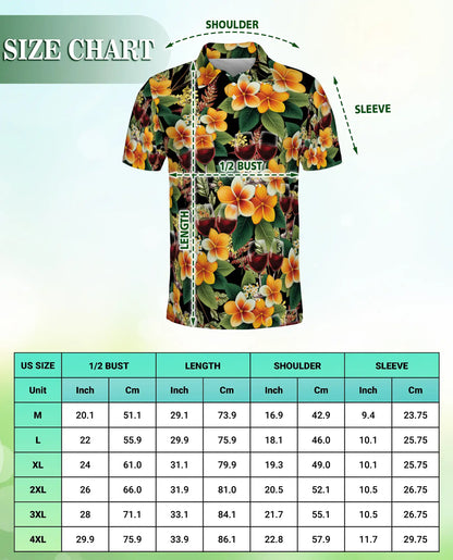 Tropical Wine Floral 3D Polo Shirt for Men, Elegant Hawaiian Party Style | Azhawaiian