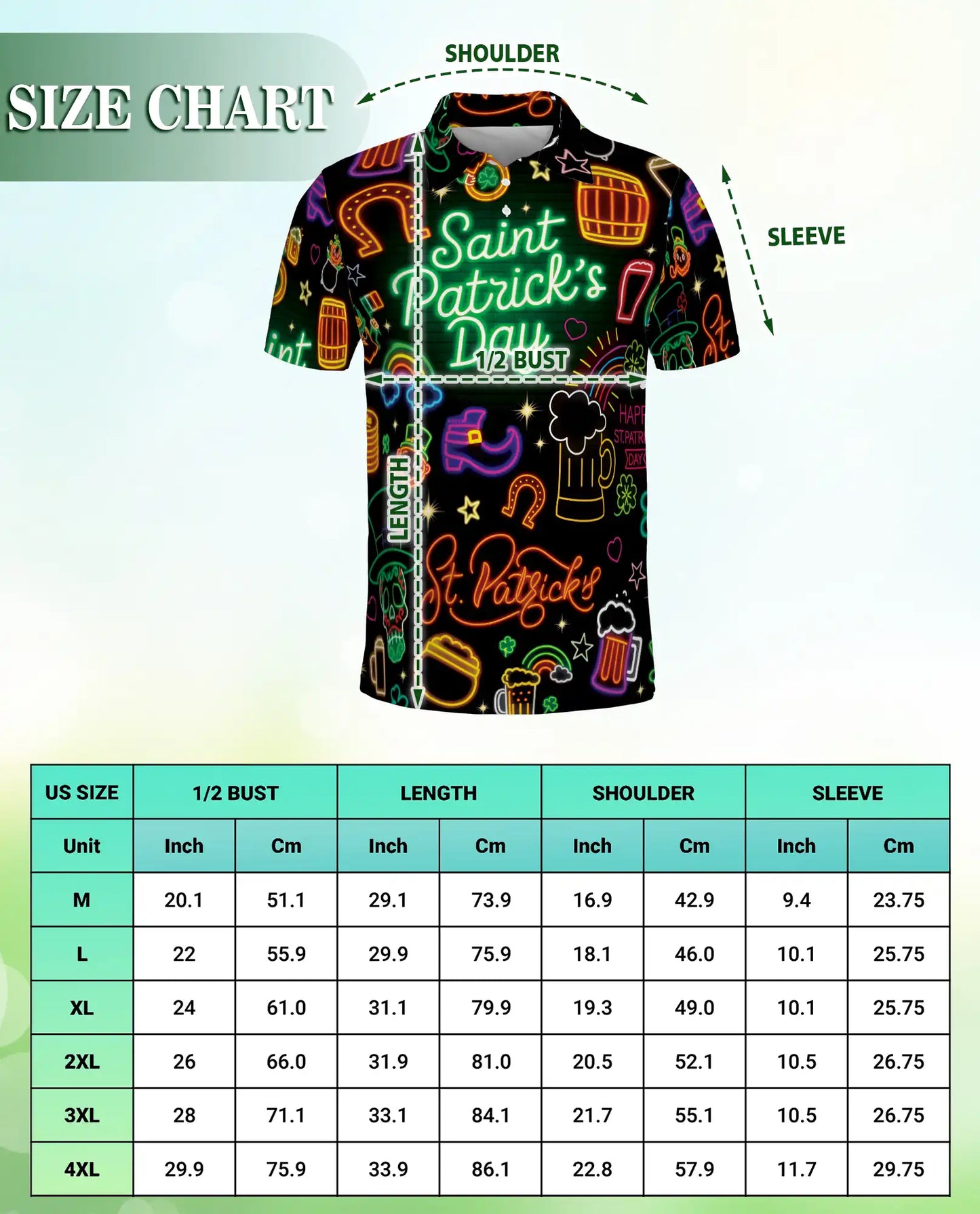 St Patrick’s Day Neon 3D Polo Shirt for Men, Funny Irish Party Style | Azhawaiian