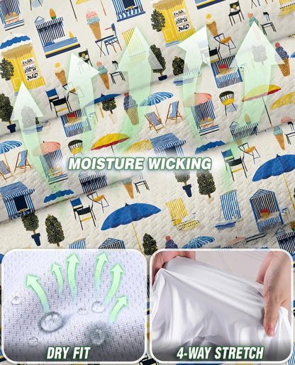 Coastal Beach Scene Pattern Sleeveless Polo Shirt for Women  | Azhawaiian