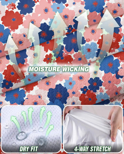 Red And Blue Floral Sleeveless Polo Shirt for Women | Azhawaiian