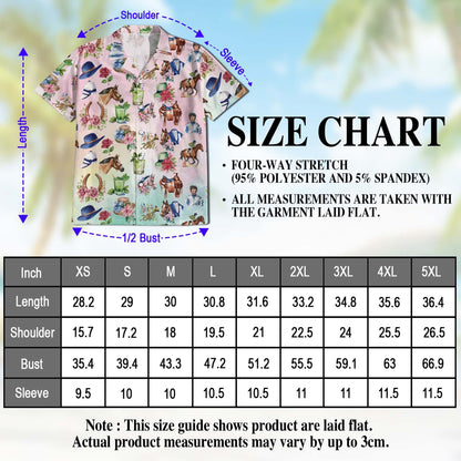 Watercolor Horse Racing Pattern Hawaiian Shirt for Men, Button Down Aloha Shirt - Azhawaiian
