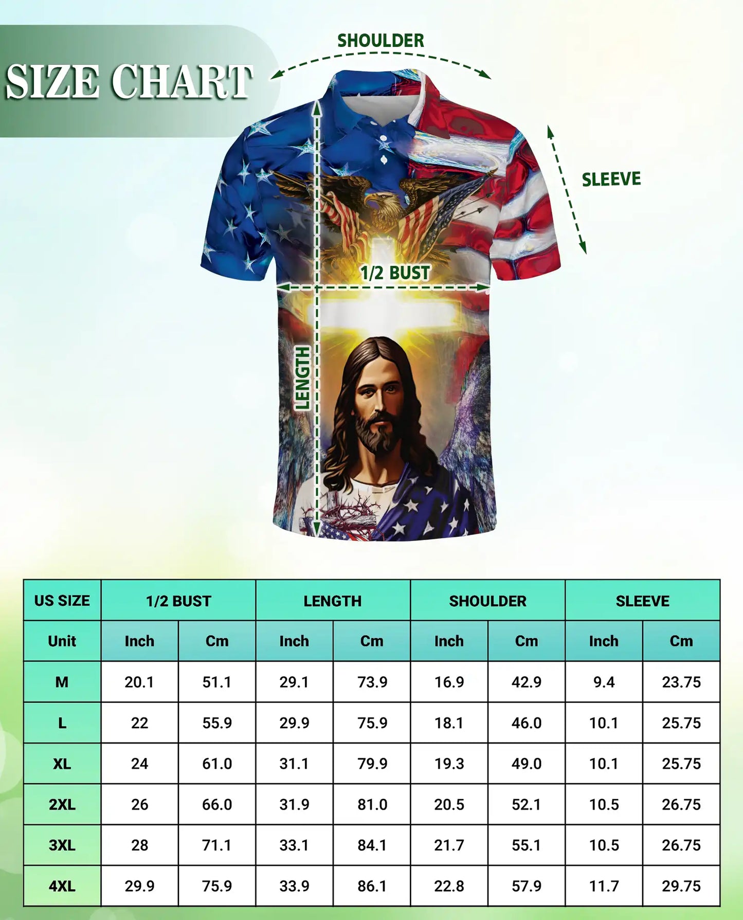 Jesus American Eagle 3D Polo Shirt for Men, Patriotic Christian Faith Style | Azhawaiian