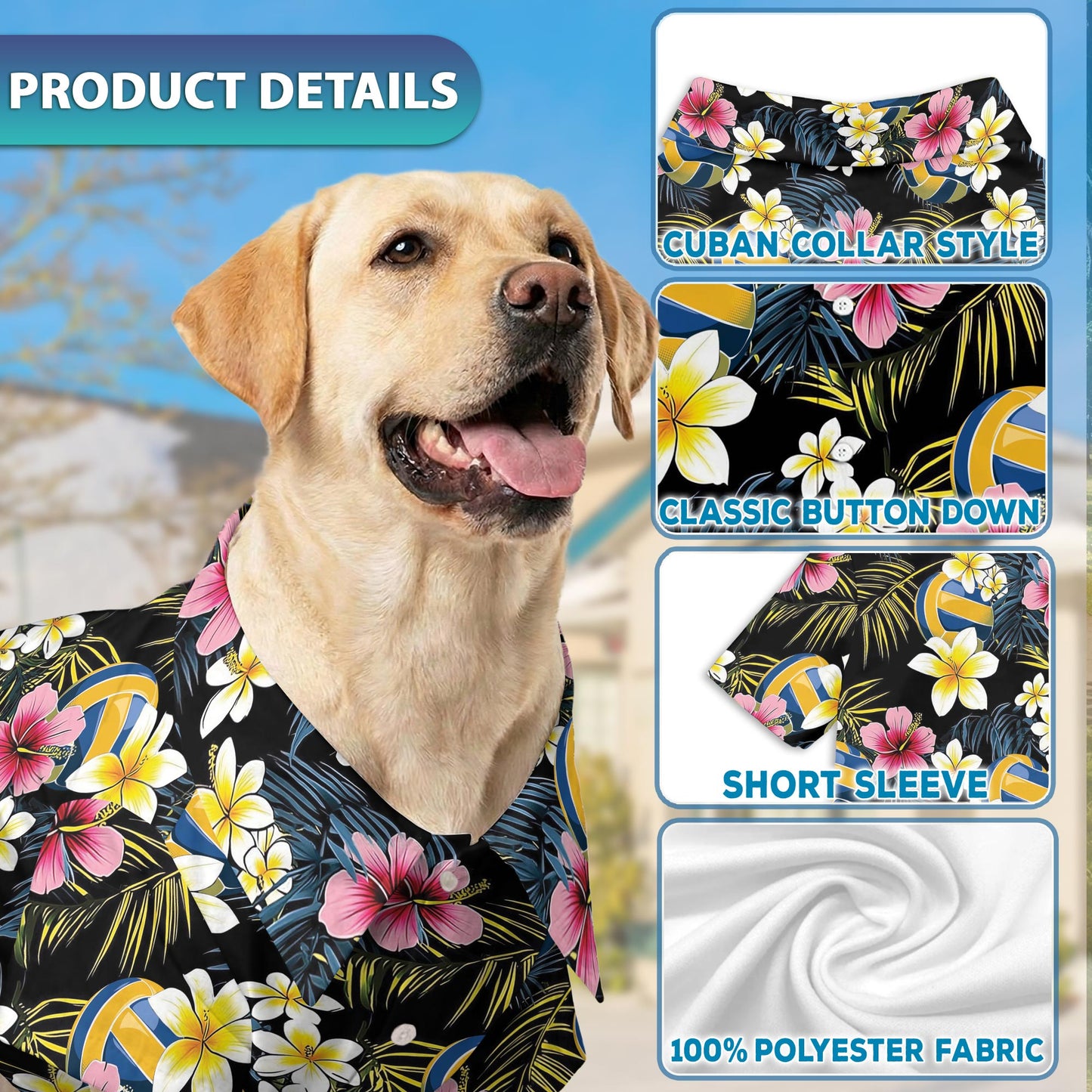 Volleyball Flower Matching Dog Owner Hawaiian Shirts, Funny Pet Aloha Shirt for Beach Vacation - Azhawaiian