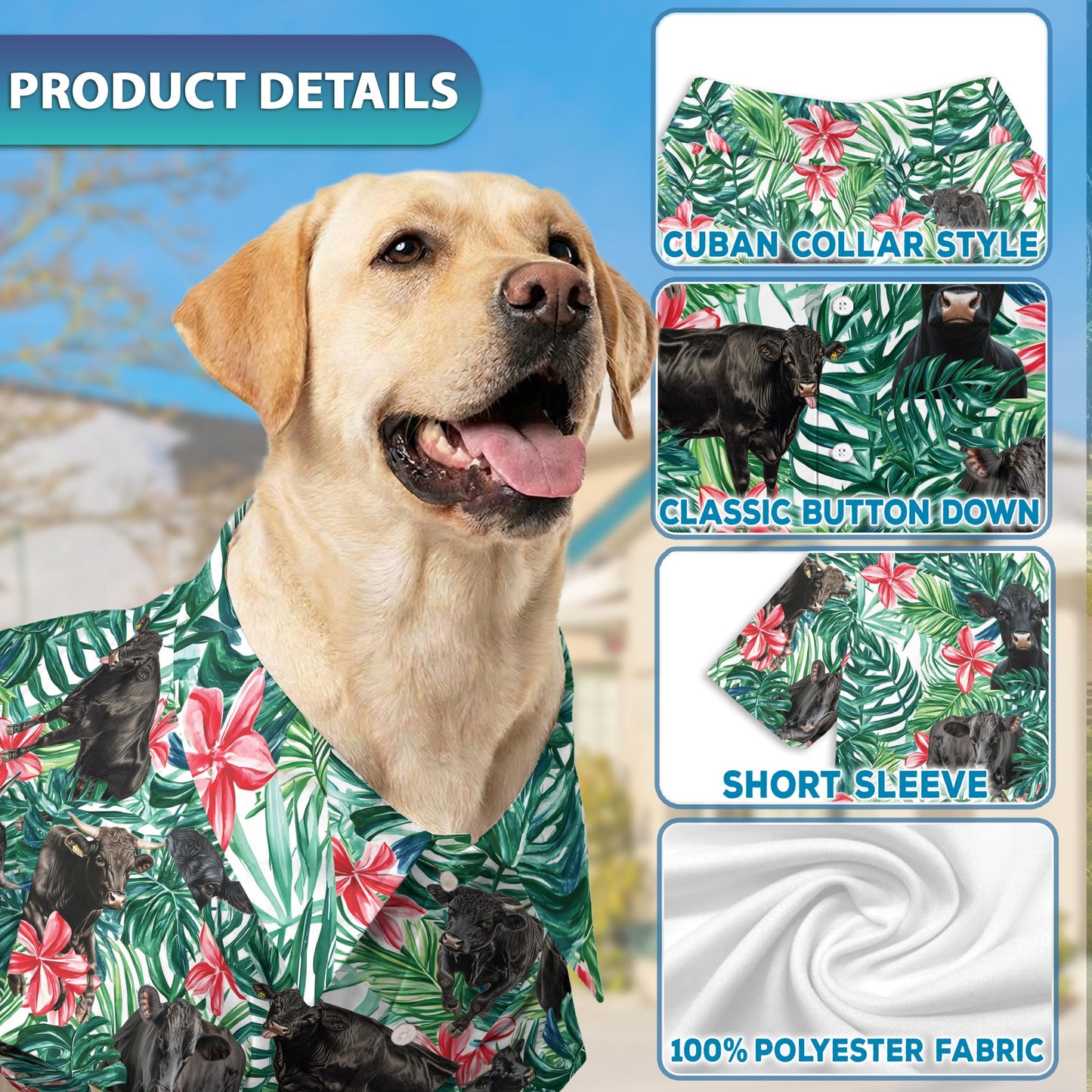 Black Angus Cattle Matching Dog Owner Hawaiian Shirts, Funny Pet Aloha Shirt for Beach Vacation - Azhawaiian