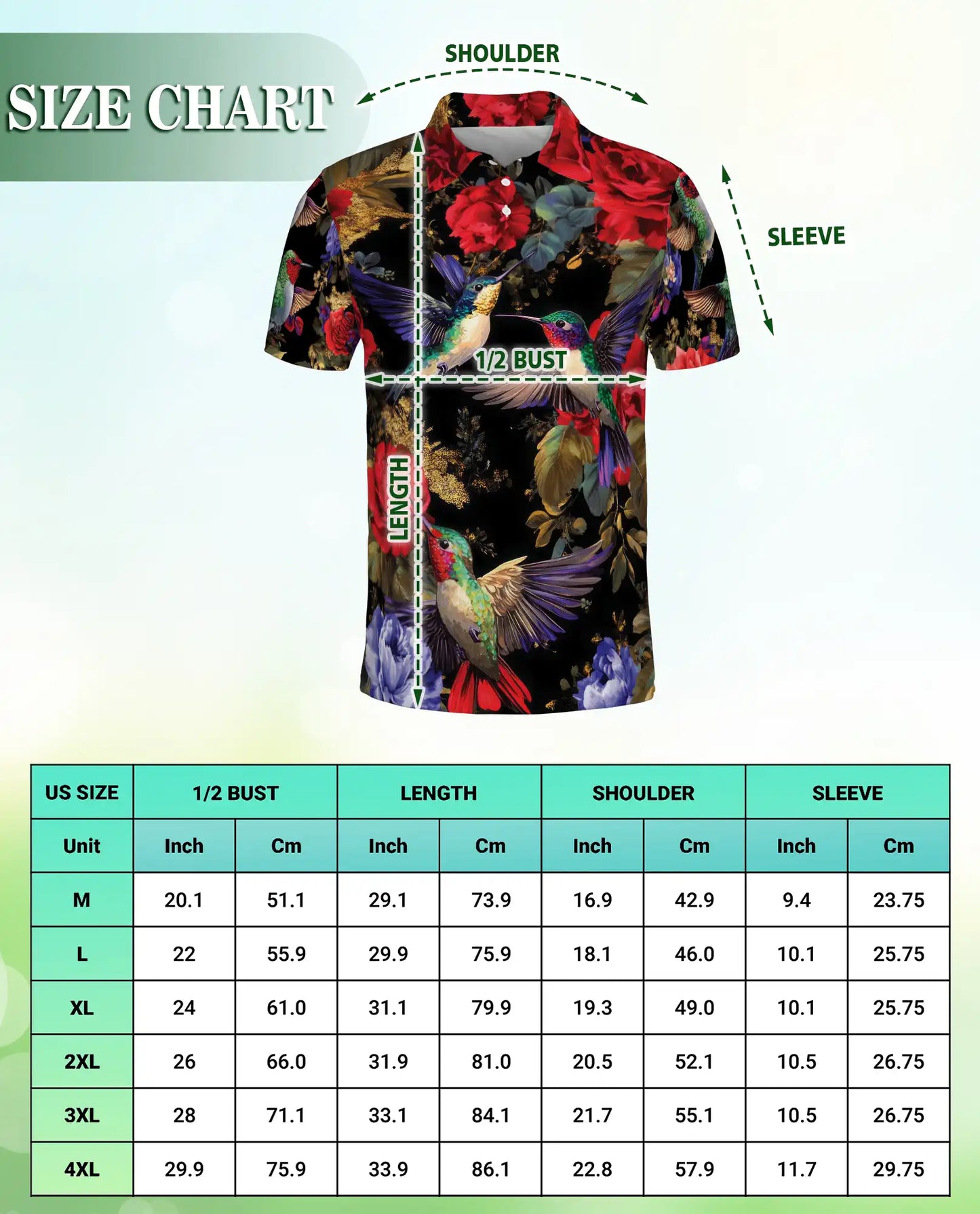 Hummingbird Floral Polo Shirt, Elegant Rose Print | Azhawaiian