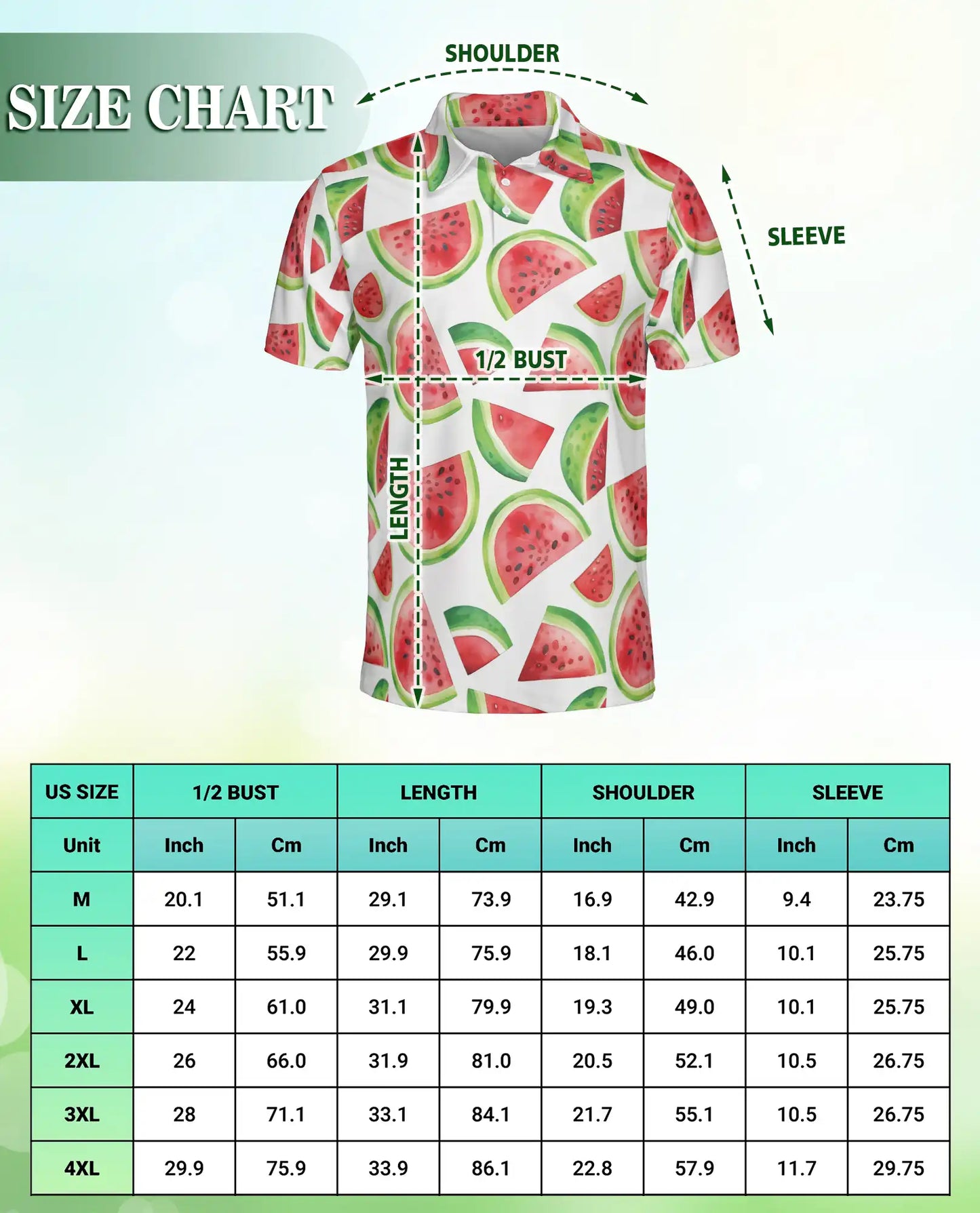 Watermelon Print Polo Shirt, Fresh Summer Style | Azhawaiian