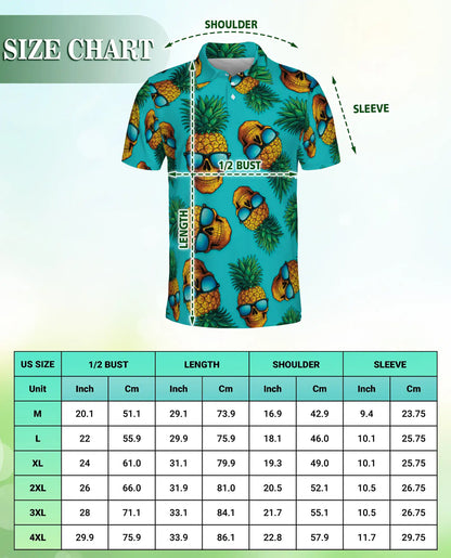 Skull Pineapple Polo Shirt, Tropical Island Print | Azhawaiian