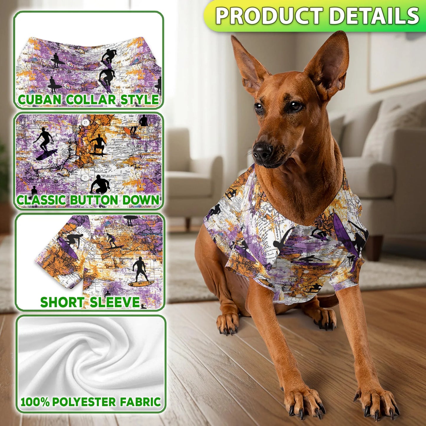 Surfing Summer Print Matching Dog Owner Hawaiian Shirts, Funny Pet Aloha Shirt for Beach Vacation - Azhawaiian