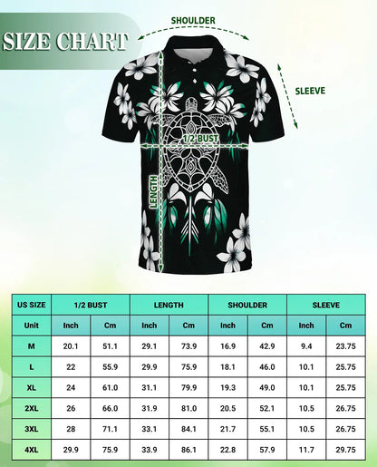 Sea Turtle Hawaiian 3D Polo Shirt for Men, Tropical Tribal Island Style | Azhawaiian