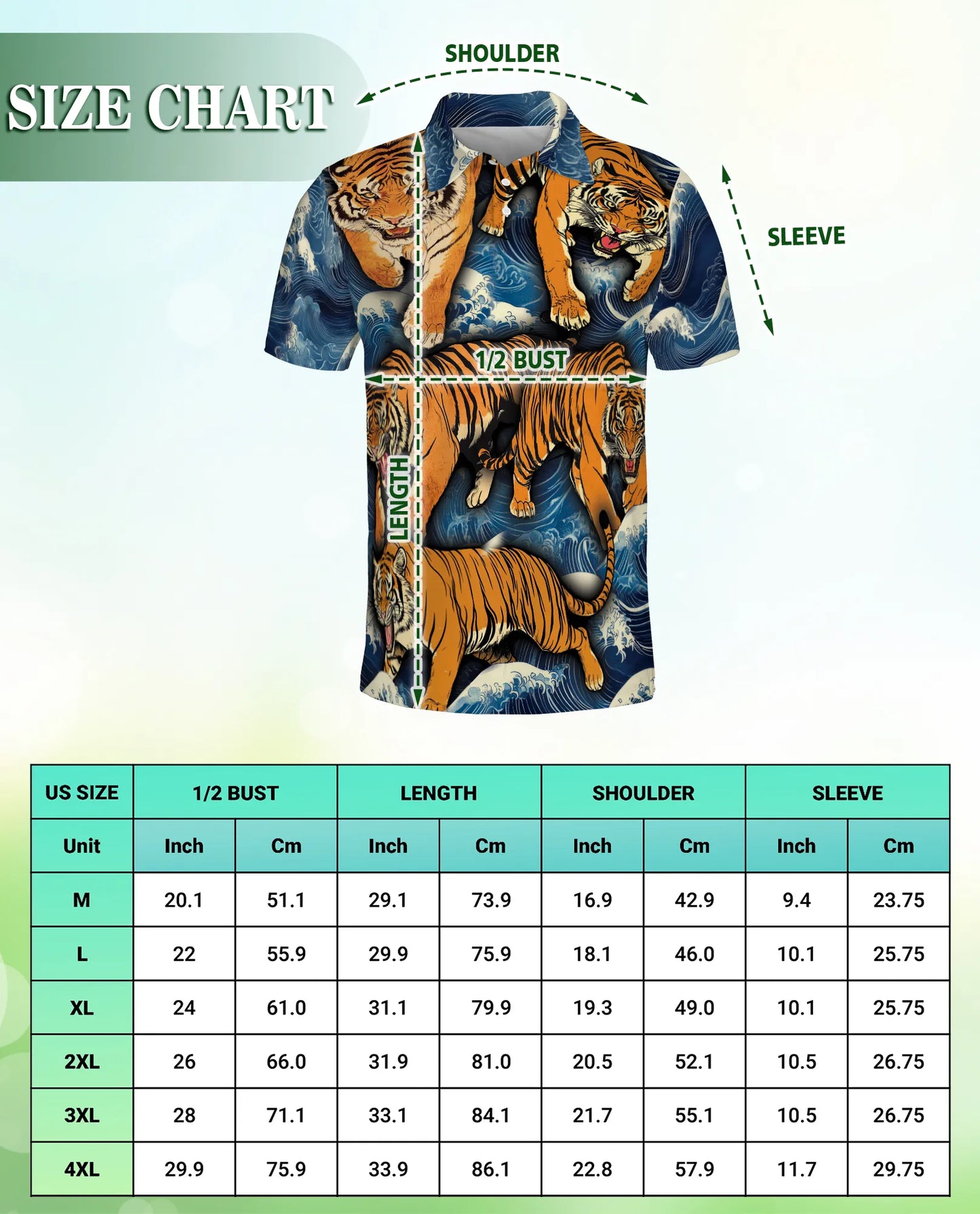 Tiger Wave 3D Polo Shirt for Men, Japanese Ocean Animal Style | Azhawaiian