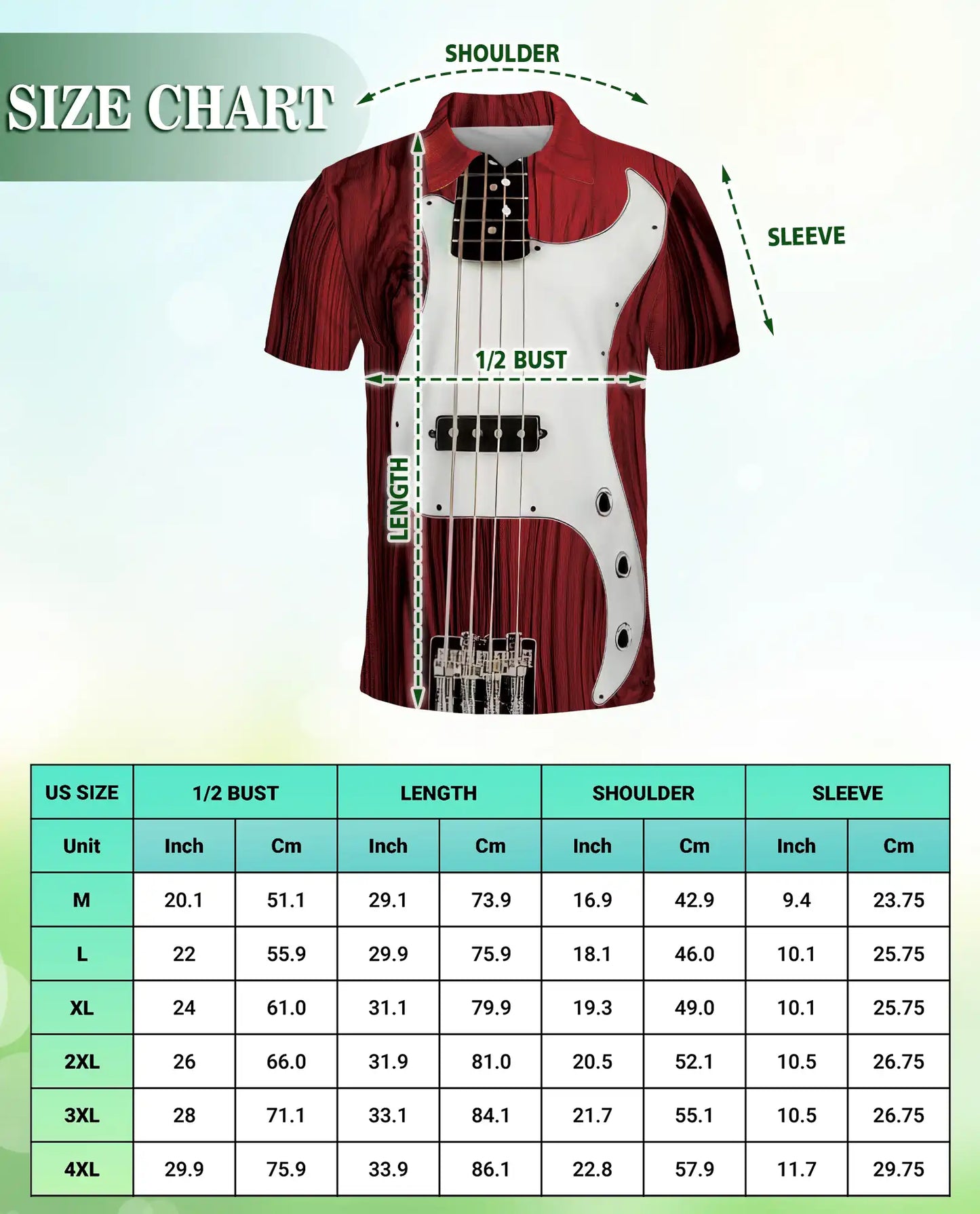 Bass Guitar 3D Polo Shirt for Men, Musician Rock Band Style | Azhawaiian
