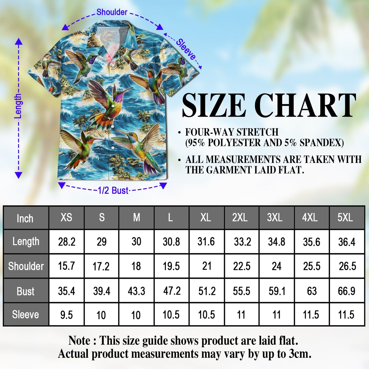 Tropical Hummingbird Hawaiian Shirt for Men, Button Down Aloha Shirt - Azhawaiian