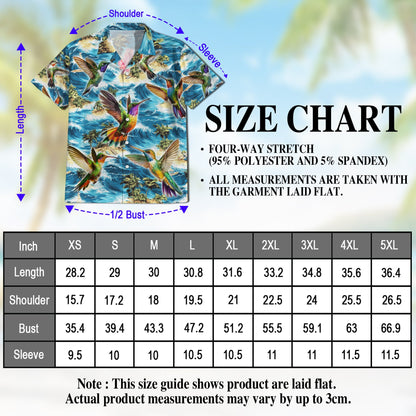 Tropical Hummingbird Hawaiian Shirt for Men, Button Down Aloha Shirt - Azhawaiian