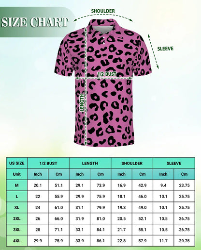 Pink Leopard Polo Shirt for Men- Bold Animal Print Fashion | Azhawaiian