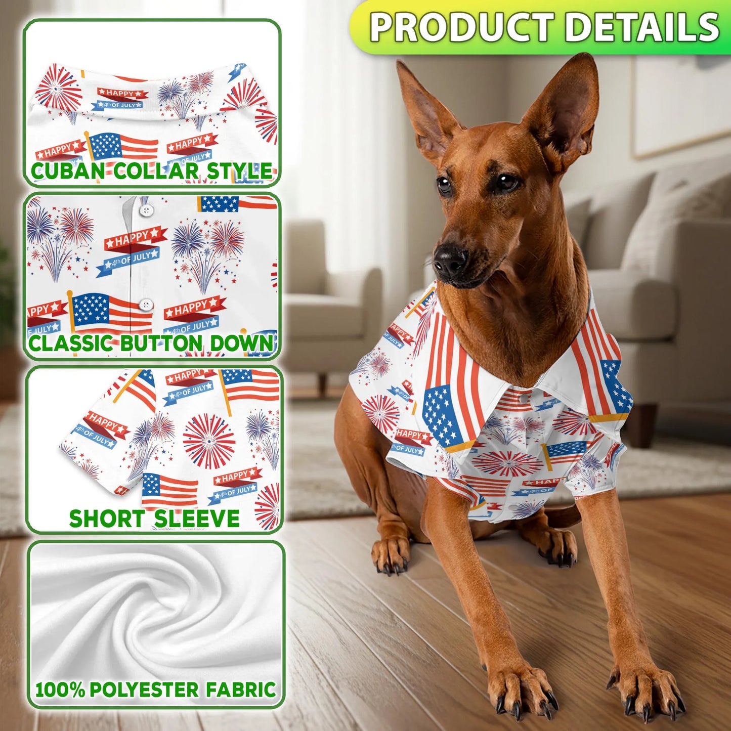 4th of July Patriotic American Matching Dog Owner Hawaiian Shirts, Funny Pet Aloha Shirt for Beach Vacation - Azhawaiian