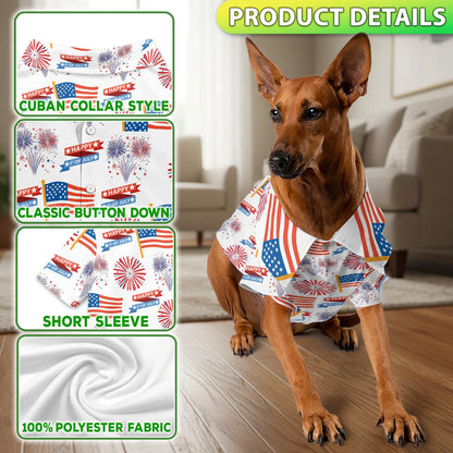 4th of July Patriotic American Matching Dog Owner Hawaiian Shirts, Funny Pet Aloha Shirt for Beach Vacation - Azhawaiian