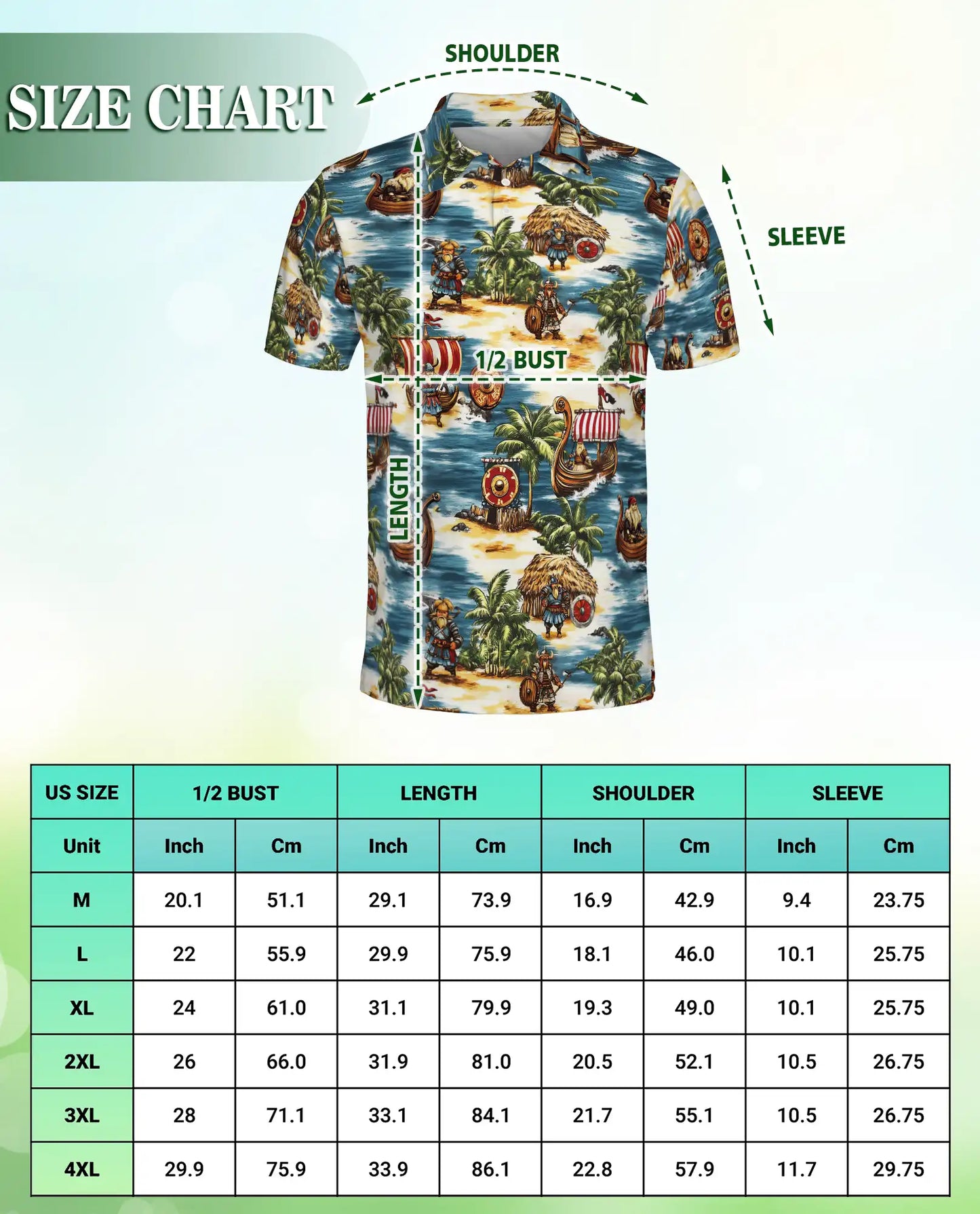 Viking Tropical Polo Shirt, Nordic Island Print | Azhawaiian