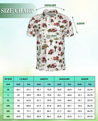 Fire Truck Pattern Polo Shirt | Azhawaiian