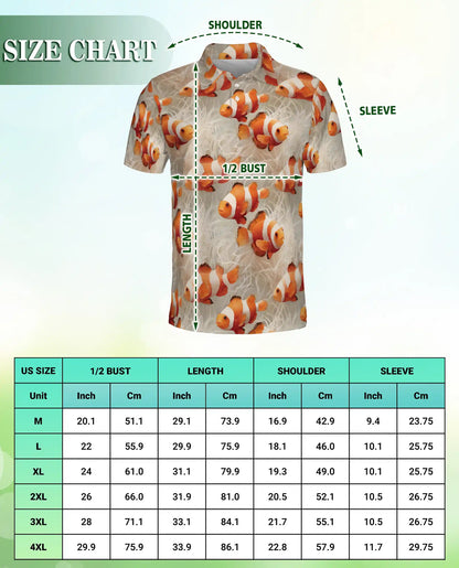 Clownfish Ocean Reef Polo Shirt Tropical Marine Life Coastal Pattern | Azhawaiian