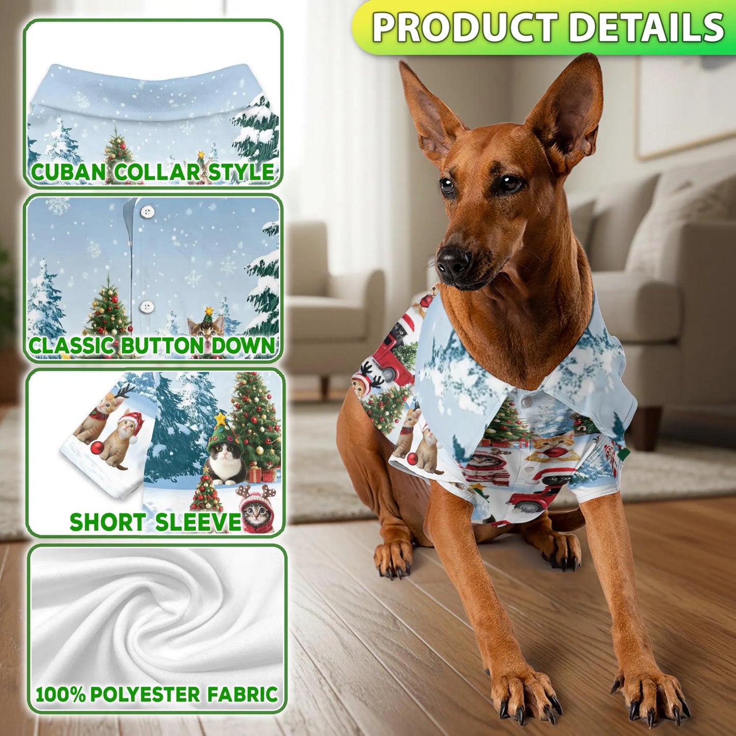 Cat Christmas Santa Print Matching Dog Owner Hawaiian Shirts, Funny Pet Aloha Shirt for Beach Vacation - Azhawaiian