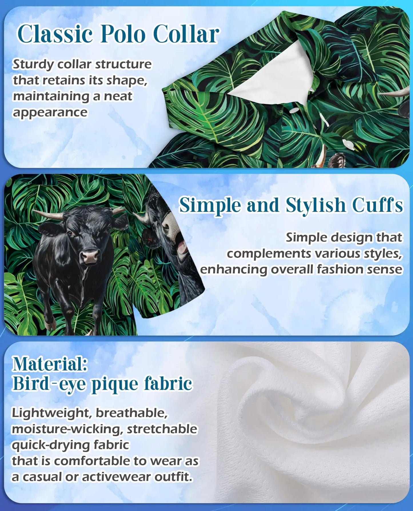 Black Angus Cattle Polo Shirt - Tropical Ranch Farm Style | Azhawaiian