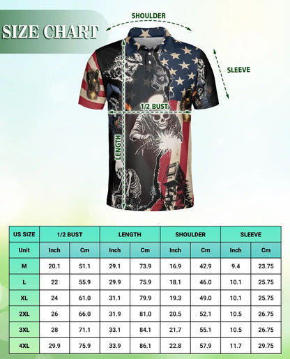 American Skull Welding Polo Shirt, Patriotic Style | Azhawaiian
