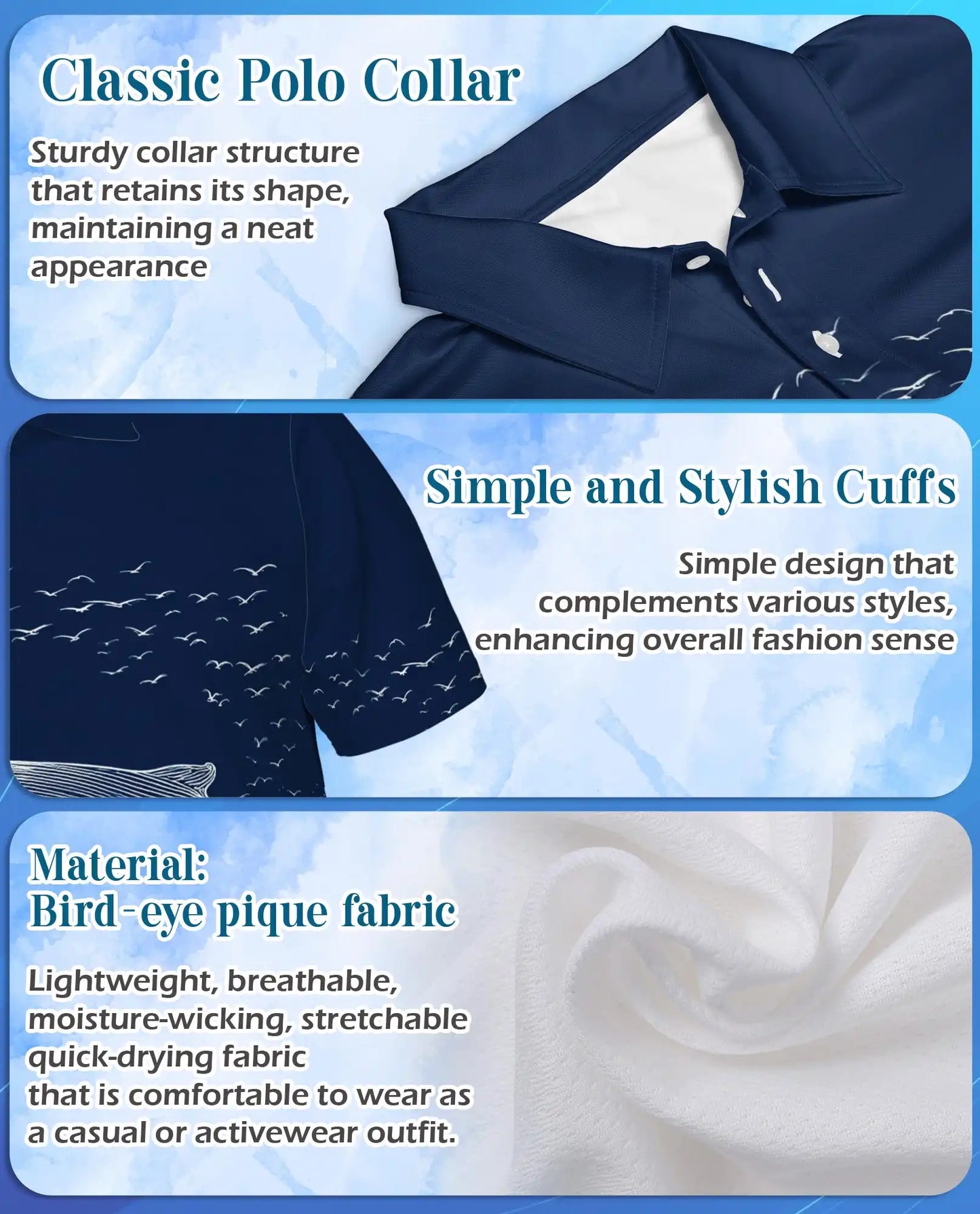 Whale Polo Shirt - Ocean Wave Marine Life Coastal Design | Azhawaiian