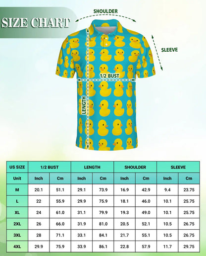 Rubber Duck Polo Shirt, Cute Yellow Duck Pattern | Azhawaiian