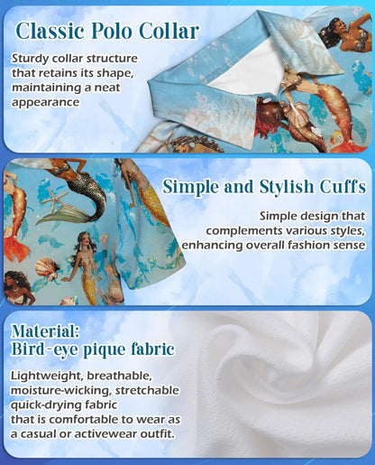 Mermaid Polo Shirt - Tropical Ocean Fantasy Style | Azhawaiian
