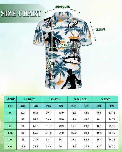 Disc Golf Tropical 3D Polo Shirt for Men, Island Sports Beach Style | Azhawaiian