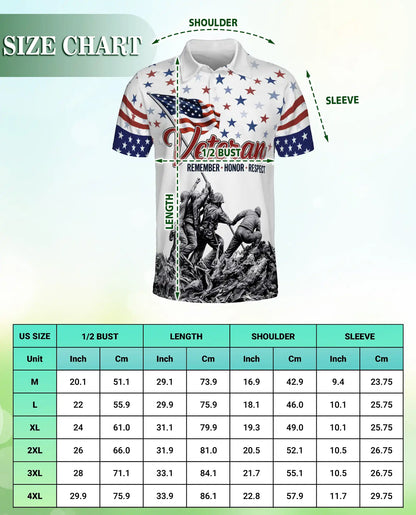 Veteran Remember Honor Respect Patriotic Military Tribute Polo Shirt | Azhawaiian