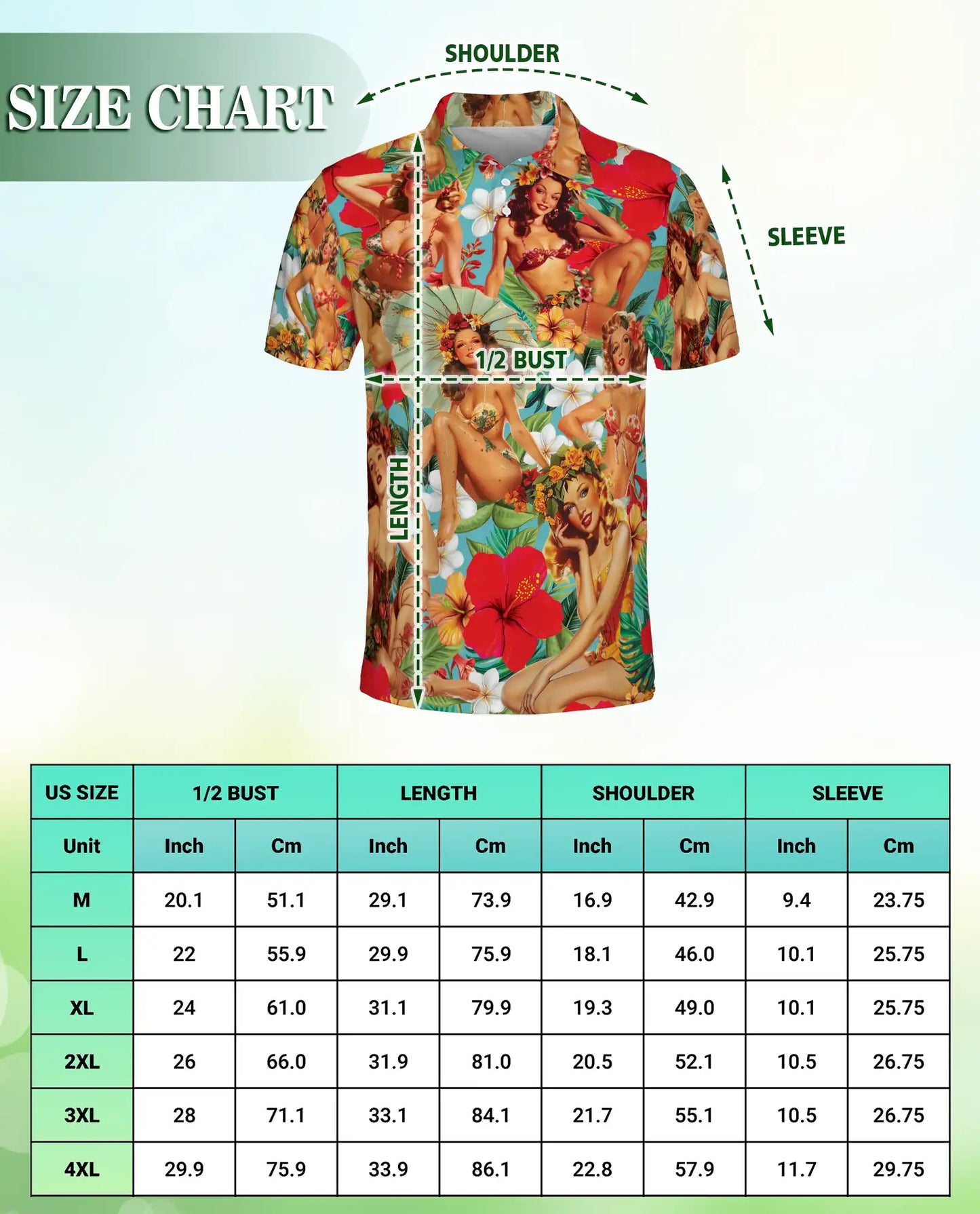 Tropical Pin Up Polo Shirt - Vintage Hawaiian Beauty Style | Azhawaiian