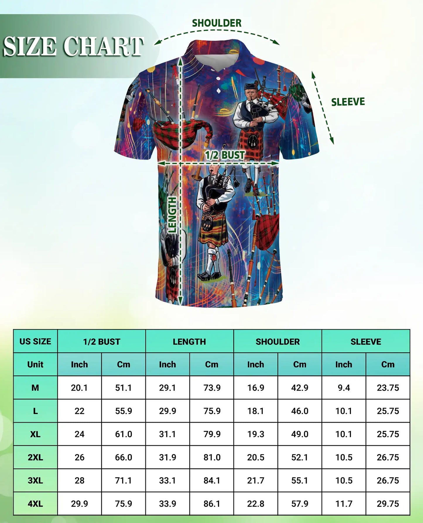 Scottish Bagpipe Musician 3D Polo Shirt for Men, Celtic Highland Style | Azhawaiian