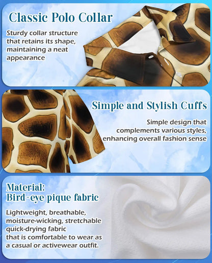 Giraffe Print Polo Shirt-Safari Animal Pattern Design | Azhawaiian