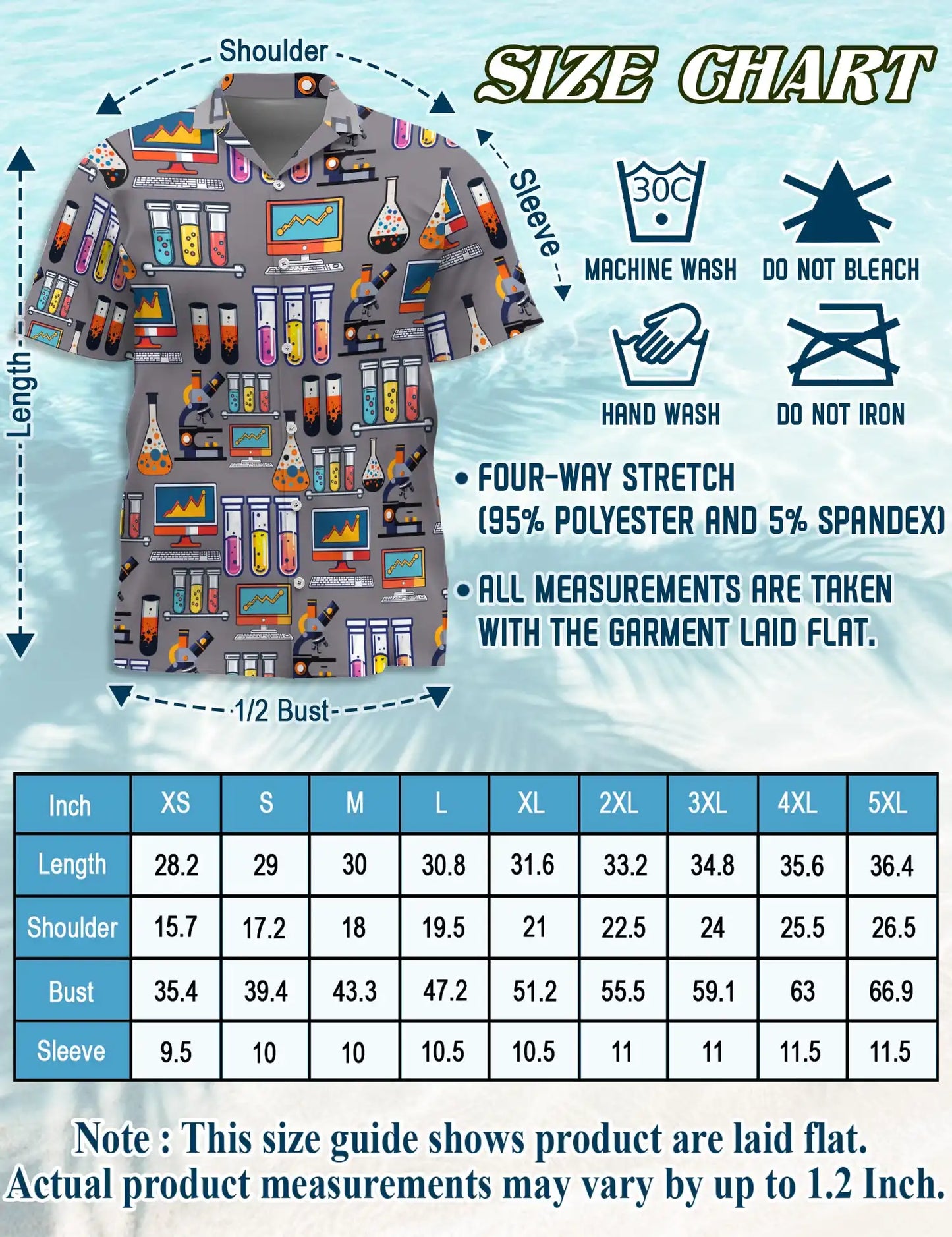 Chemistry Science Lab 3D Hawaiian Shirt for Men, Geek STEM Style | Azhawaiian