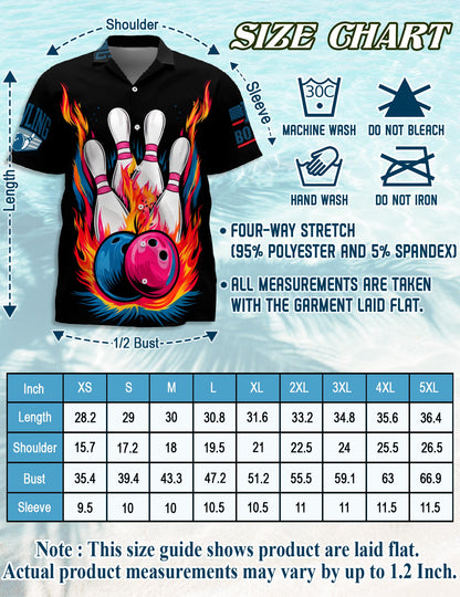 Bowling American Flag Hawaiian Shirt for Men, Button Down Aloha Shirt - Azhawaiian