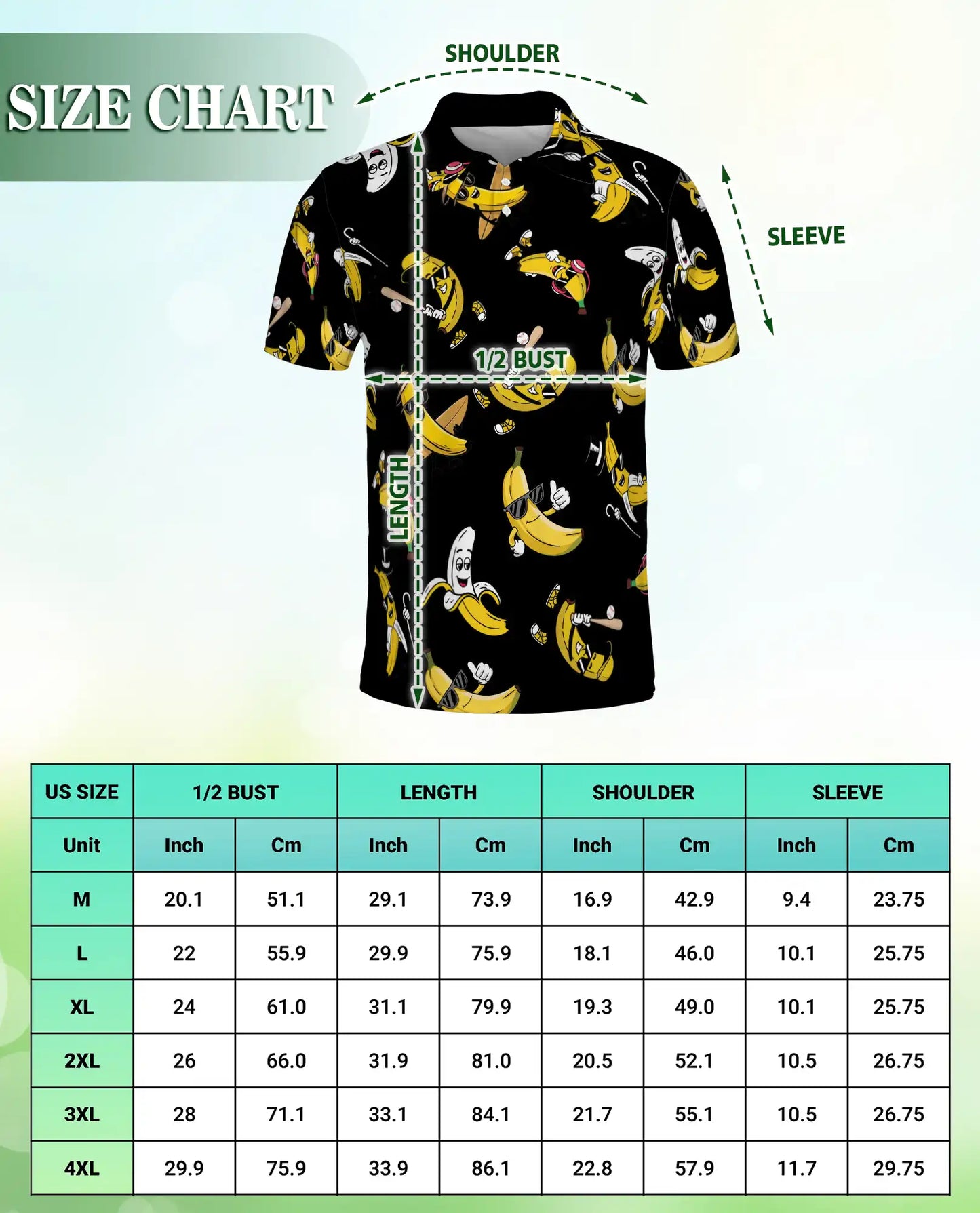 Funny Banana Cartoon 3D Polo Shirt for Men, Cool Fruit Humor Style | Azhawaiian
