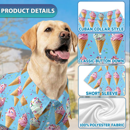 Ice Cream Matching Dog Owner Hawaiian Shirts, Funny Pet Aloha Shirt for Beach Vacation - Azhawaiian