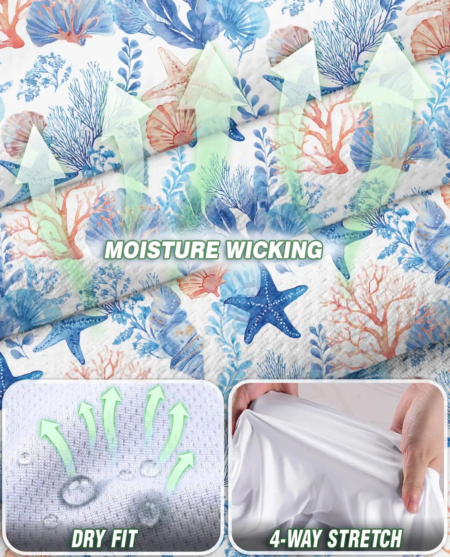 Starfish And Coral Sleeveless Polo Shirt for Women, Ocean Tropical Style | Azhawaiian