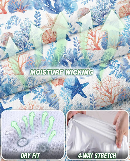Starfish And Coral Sleeveless Polo Shirt for Women, Ocean Tropical Style | Azhawaiian