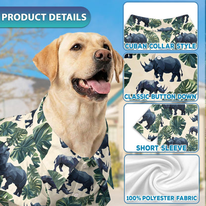 Amazing Rhino Matching Dog Owner Hawaiian Shirts, Funny Pet Aloha Shirt for Beach Vacation - Azhawaiian
