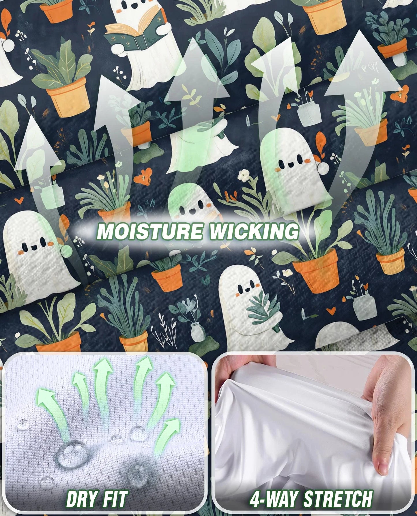 Cute Ghost Holding Plants Pattern Sleeveless Polo Shirt for Women | Azhawaiian