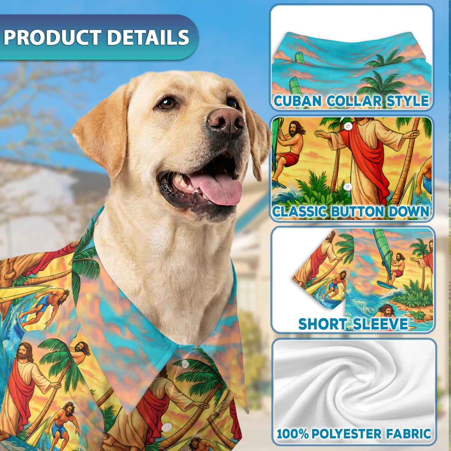 Jesus Surfing Matching Dog Owner Hawaiian Shirts, Funny Pet Aloha Shirt for Beach Vacation - Azhawaiian