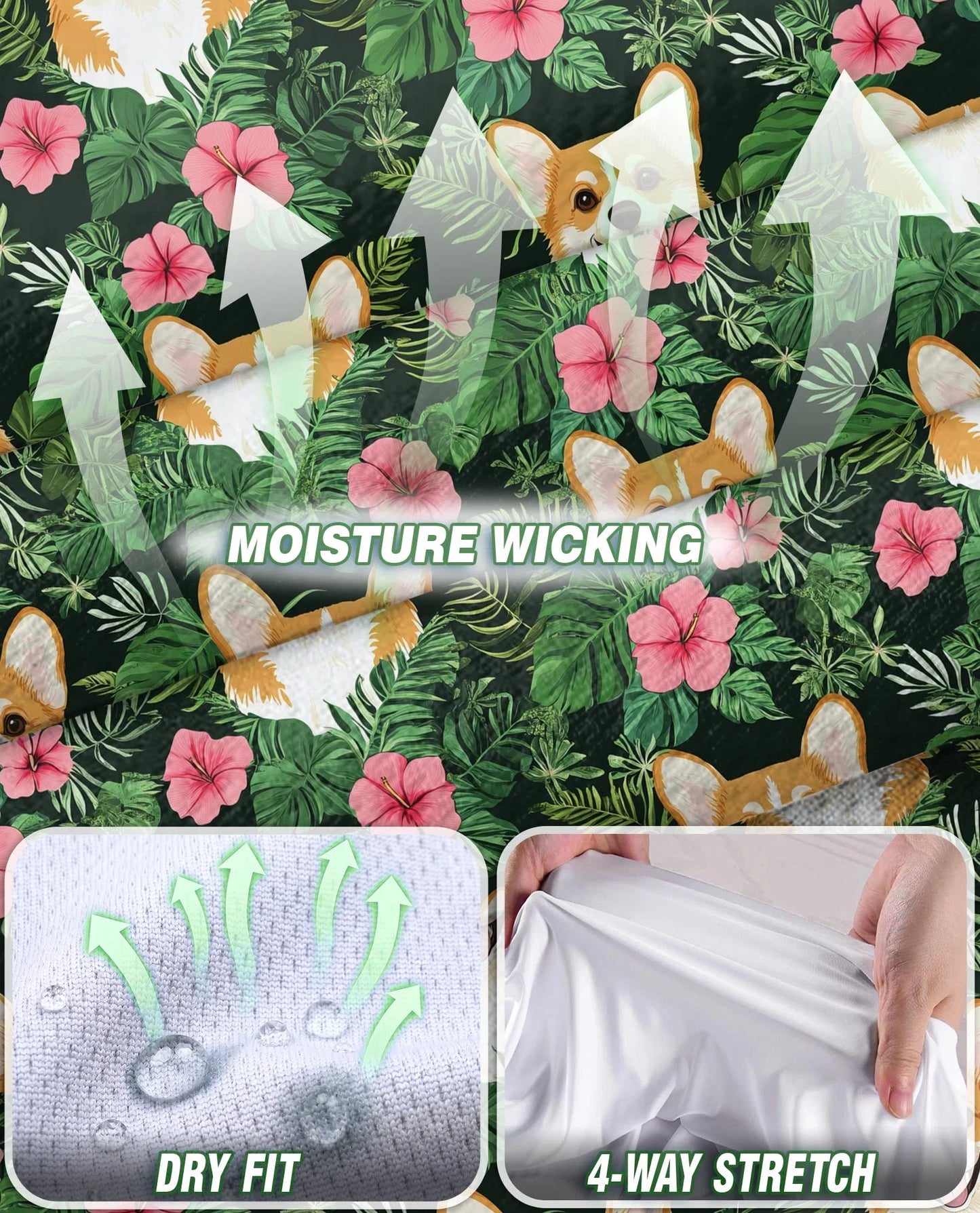 Corgi Love Flower Beach Shirt for Women