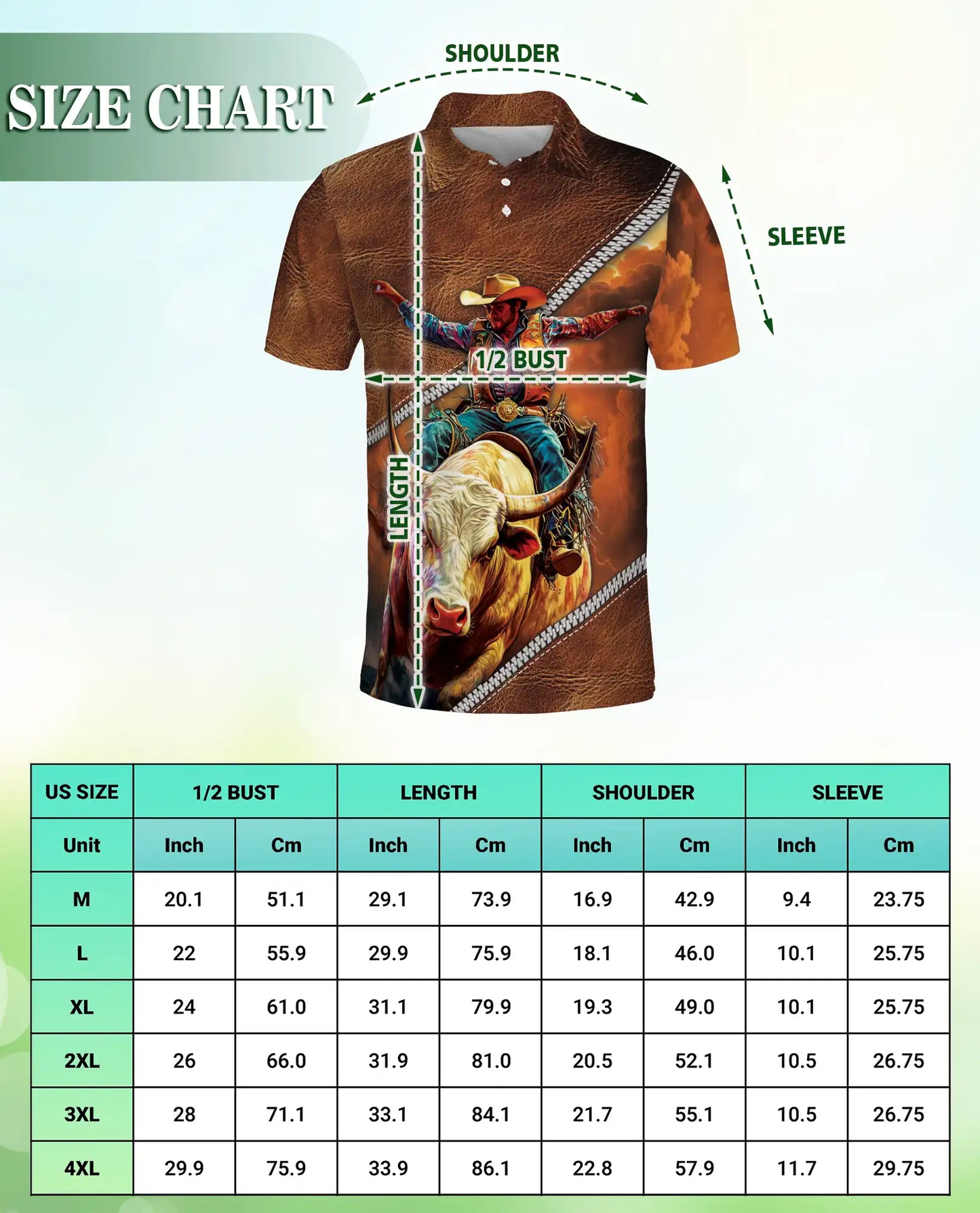 Cowboy Bull Riding 3D Polo Shirt for Men, Western Rodeo Ranch Style | Azhawaiian