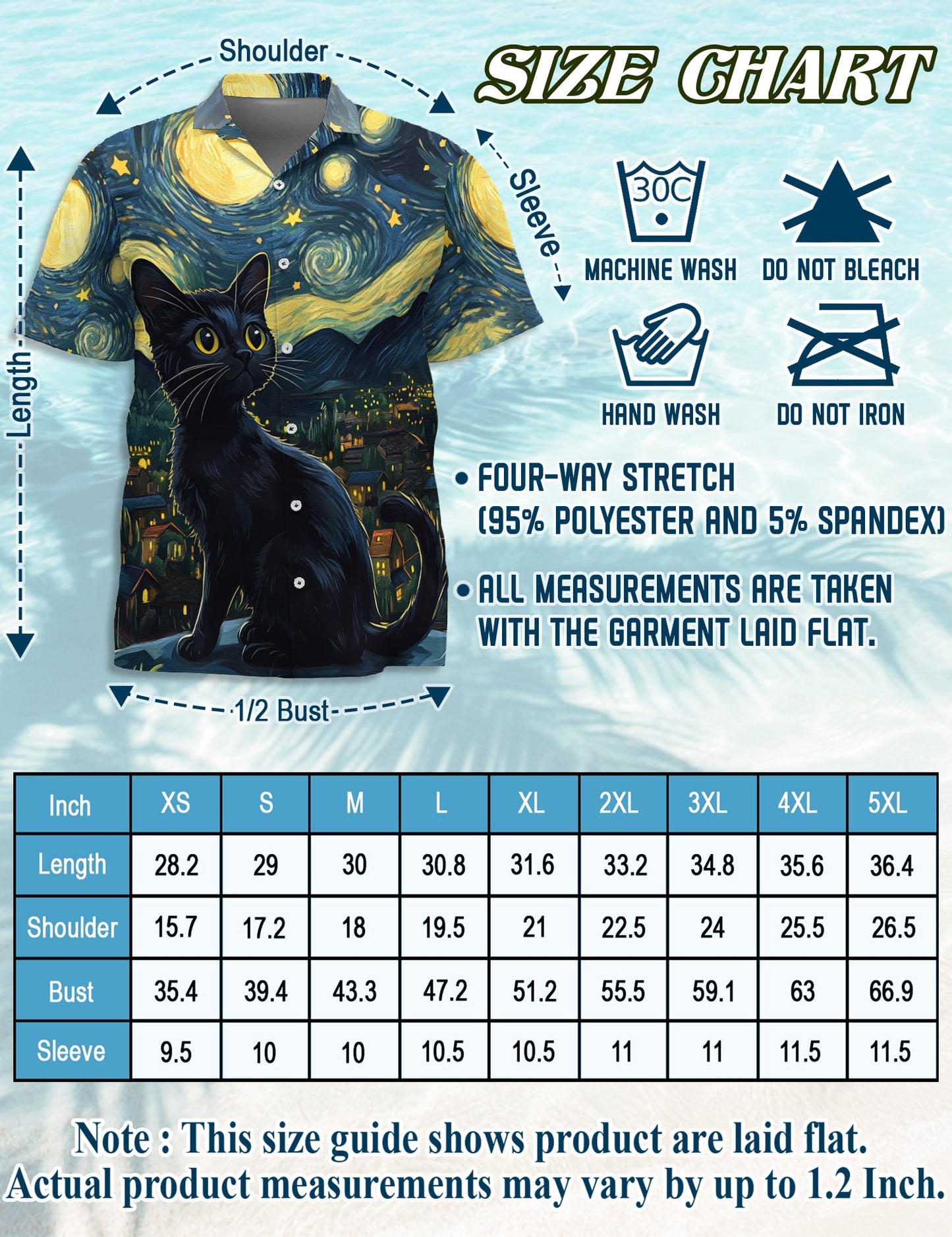 Starry Night Cat Hawaiian Shirt for Men, Button Down Aloha Shirt - Azhawaiian